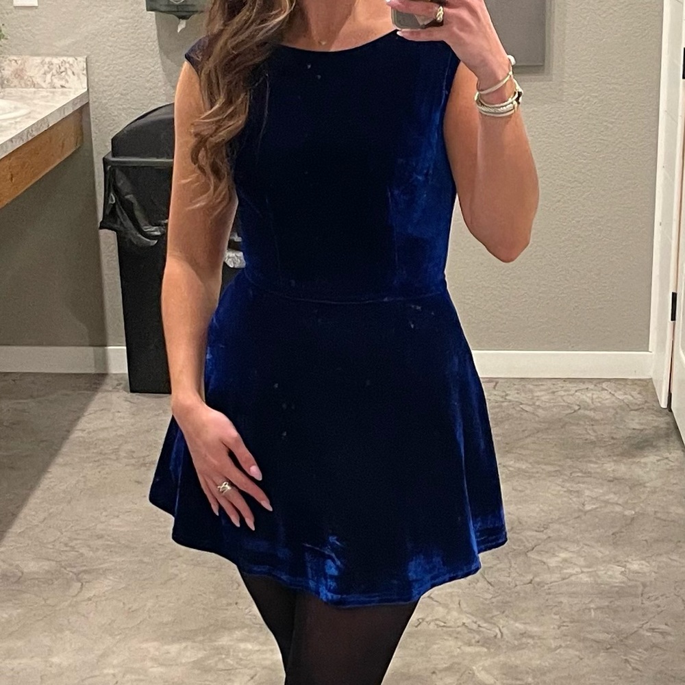 Royal Blue Velvet Mini Dress